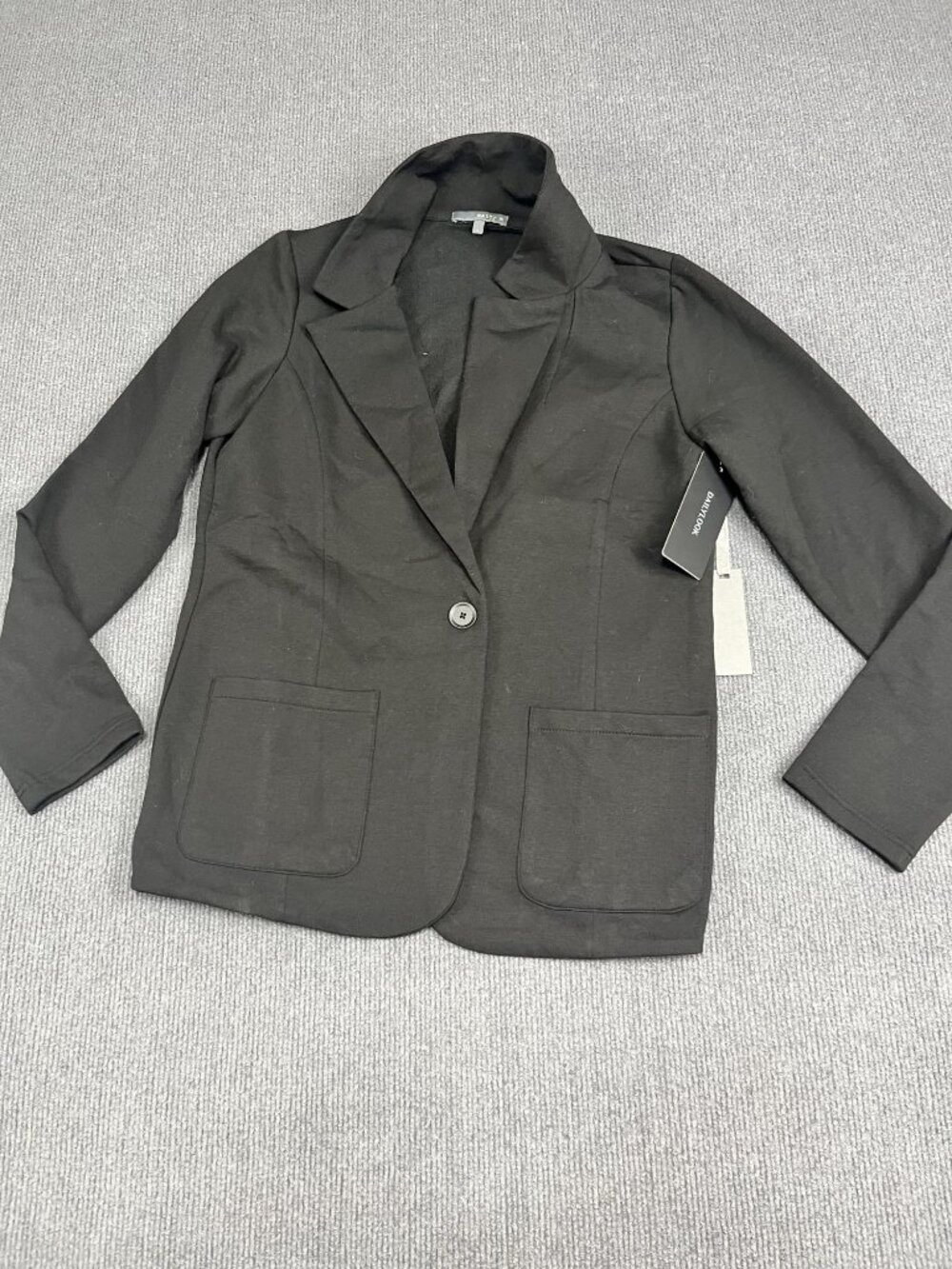 Matty M Womens Black Single-Button Blazer Front Pockets L NWT
